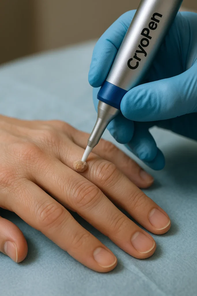 example of cryopen wart removal North Kensington treatment on a persons finger