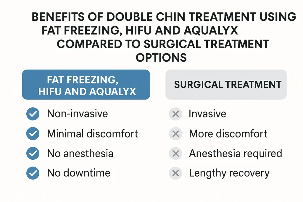 Graphic about the benefits of double chin treatment North Kensington - from LA LIPO