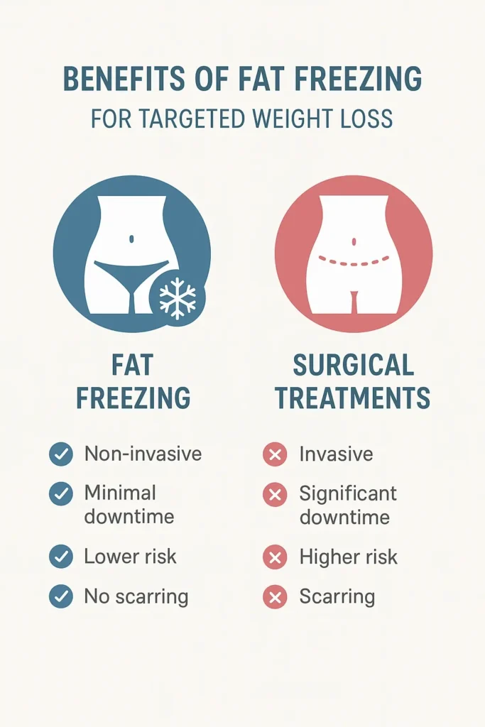 graphic showing the benefits of fat freezing North Kensington
