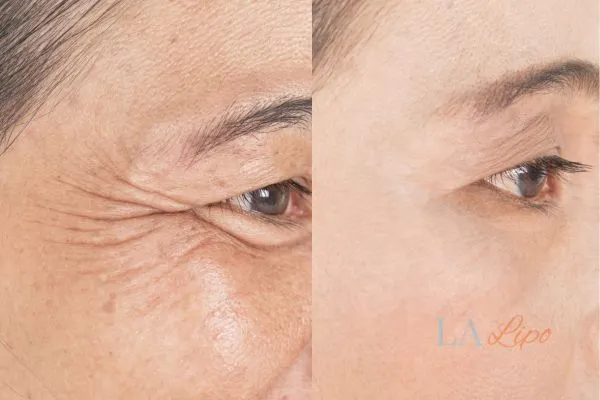 Before and after results of woman - HI-fu wrinkles reduction treatment North Kensington