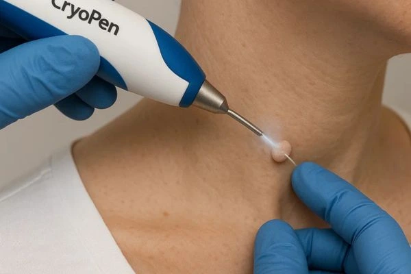 Person receiving Cryotherapy skin tag removal North Kensington